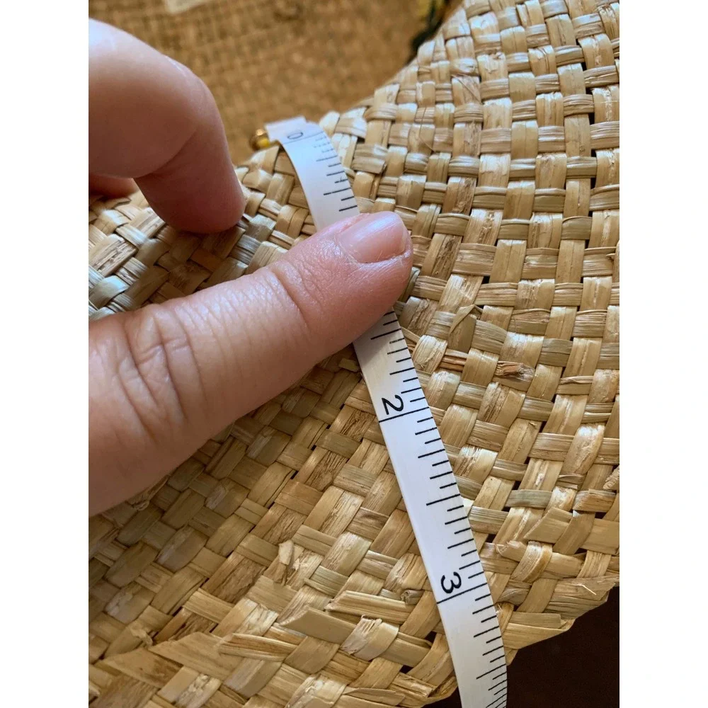Vintage Fruit Embroidered 100% Straw Sun Hat Tan Wide Brim Beach